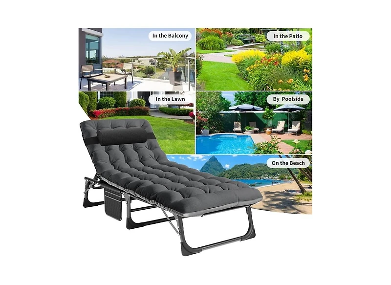 Aboron 2 Pack 4-in-1 Sunbathing Lounge Chair with Removable Cotton Cushion, Adjustable, Uv-Resistant, Portable Beach and Pool