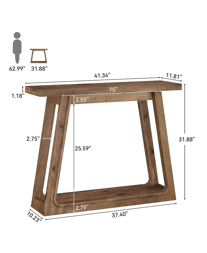 Tribesigns Solid Wood Entryway Console Table with Storage, 41-Inch 2-Tier Sofa Table Behind the Couch, Farmhouse Narrow Hallway Furniture