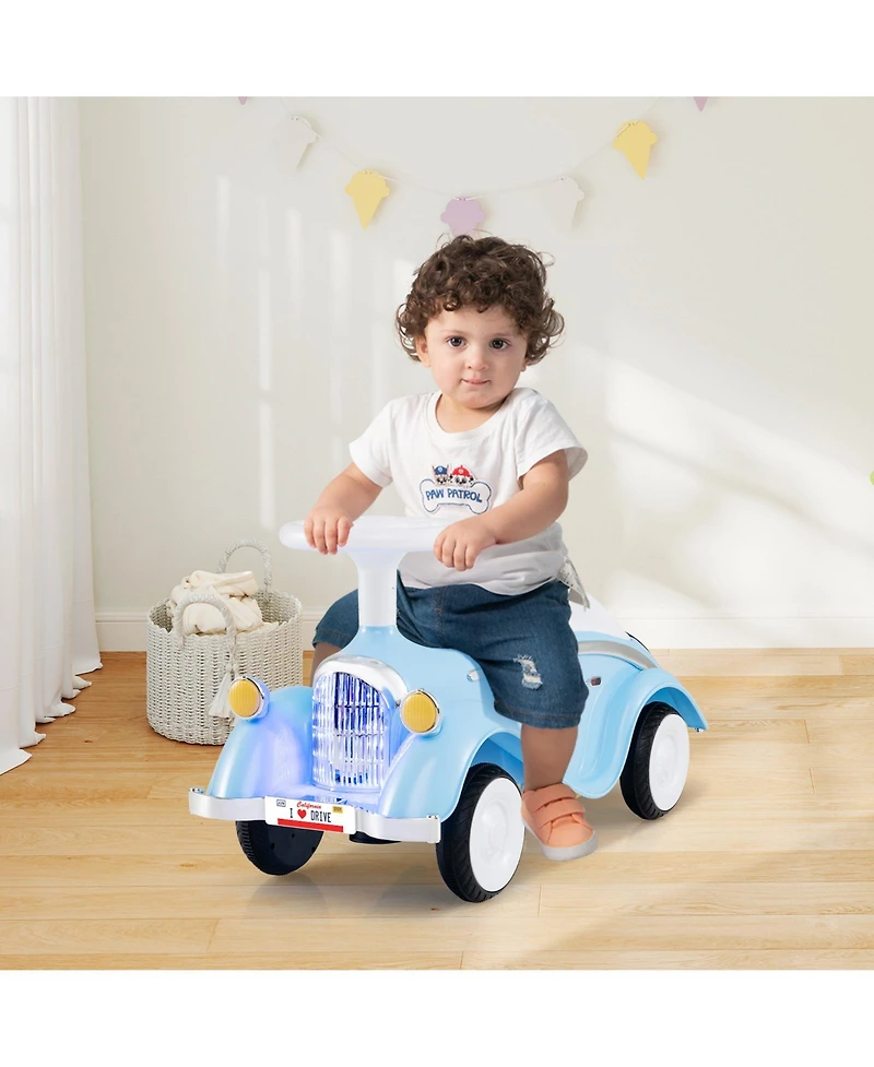 Gymax Kids Ride on Push Car with Steering Wheel Horn and Light Under Seat Storage