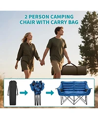 Aboron Oversized Padded Camping Chair - Heavy Duty Folding Outdoor Couch with Side Pocket and Cotton Padding for Patio and Sports