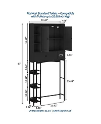 Gaomon Over-The-Toilet, Black Bathroom with Mdf Shelves and Steel Frame, Space-Saving for Small Bathrooms, Towels Essentials
