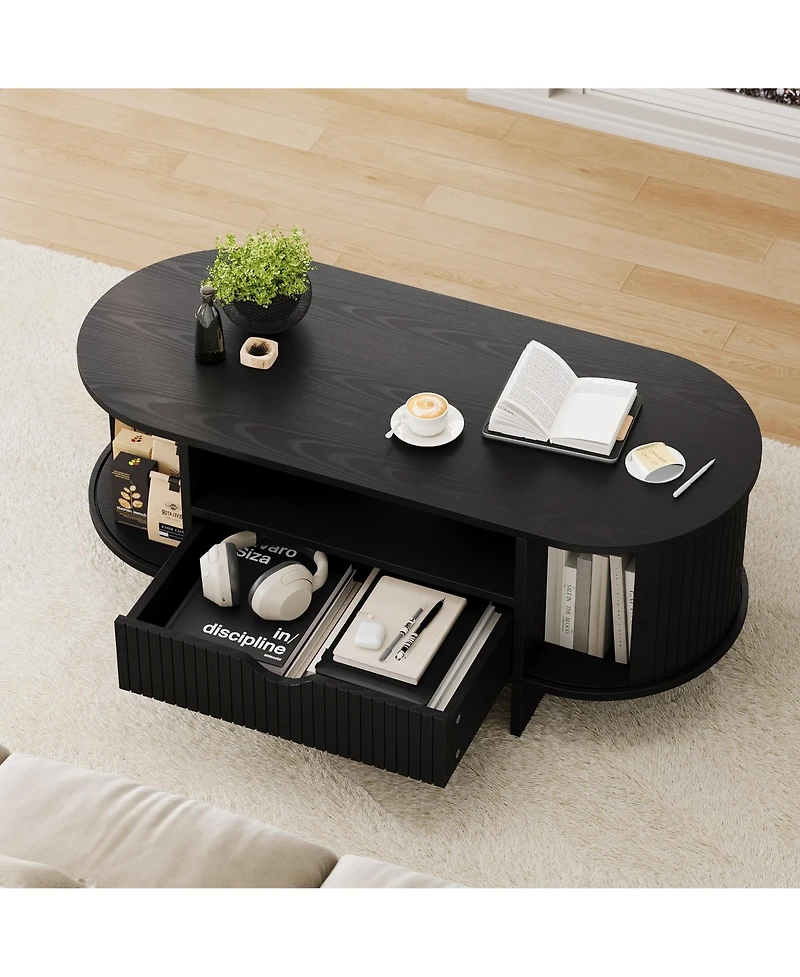 homfan Wood Coffee Table Indoor Outdoor