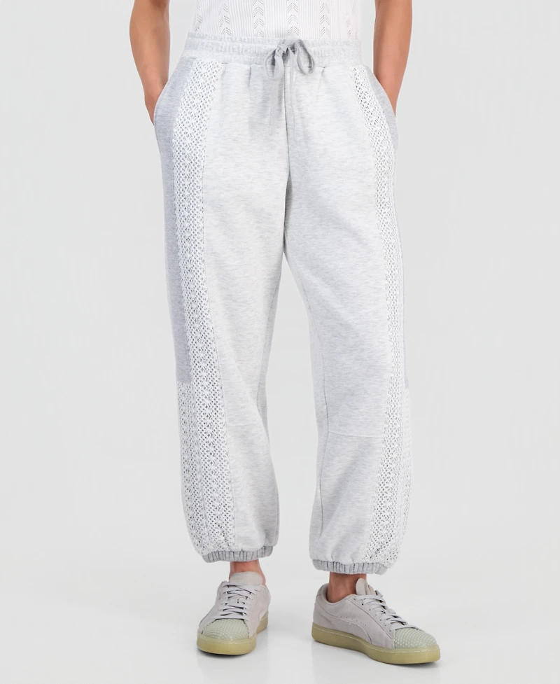 And Now This Petite Crochet-Trim Drawstring Joggers, Macy's Exclusive