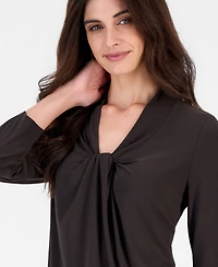 Kasper Petite Knot-Front 3/4-Sleeve Blouse