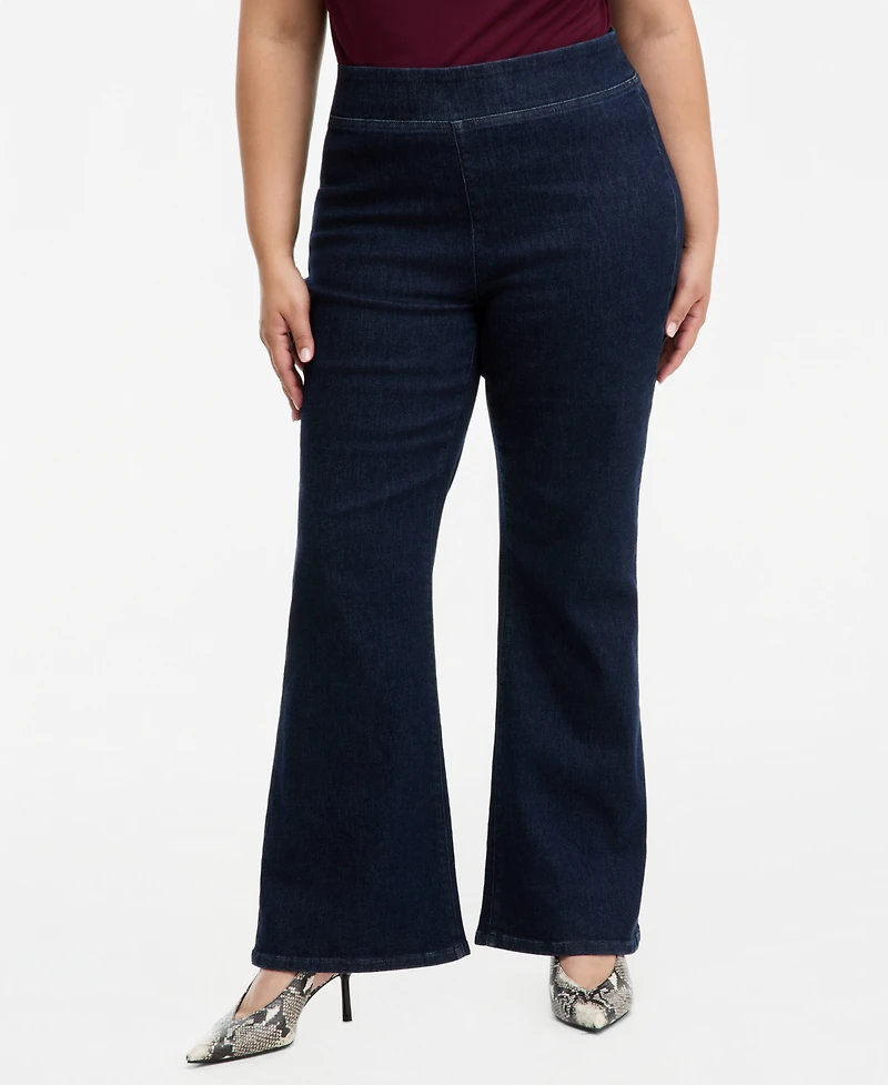 I.n.c. International Concepts Plus High-Rise Pull-On Flared Jeans, Macy's Exclusive
