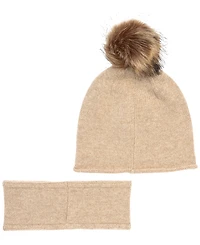 Lauren Ralph Texture Logo Headband and Beanie Set