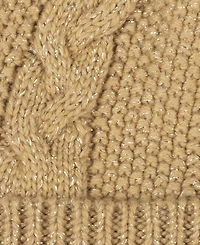 Lauren Ralph Metallic Direct Embroidery Cable Pom Beanie