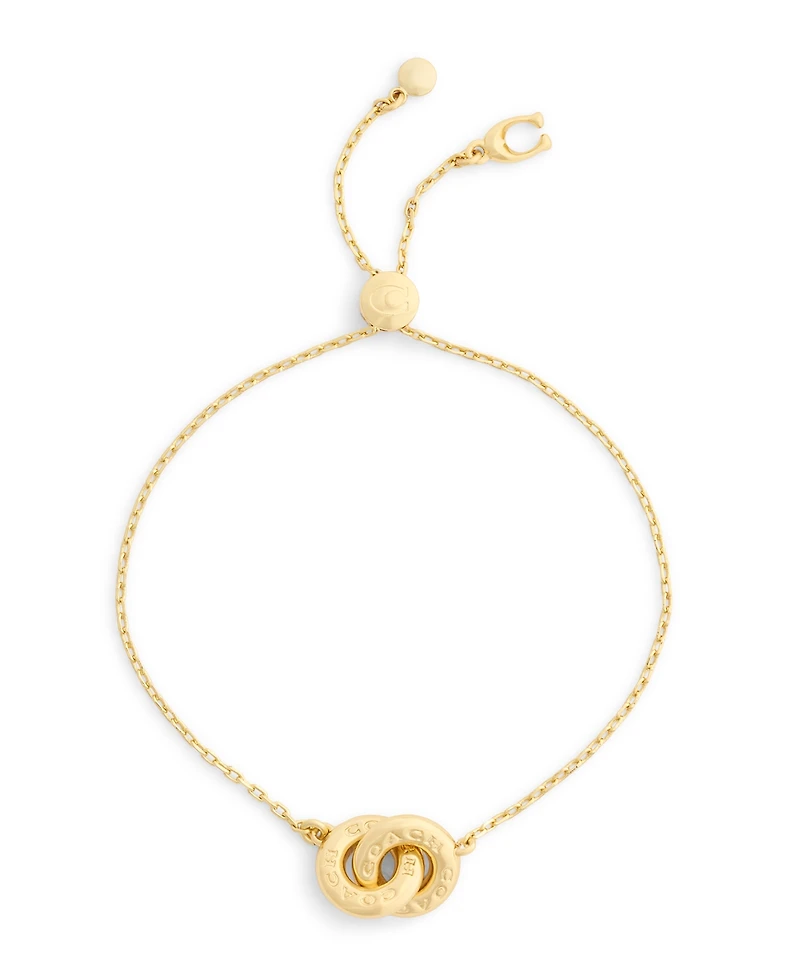 Coach Gold Logo Interlocking Ring Slider Bracelet