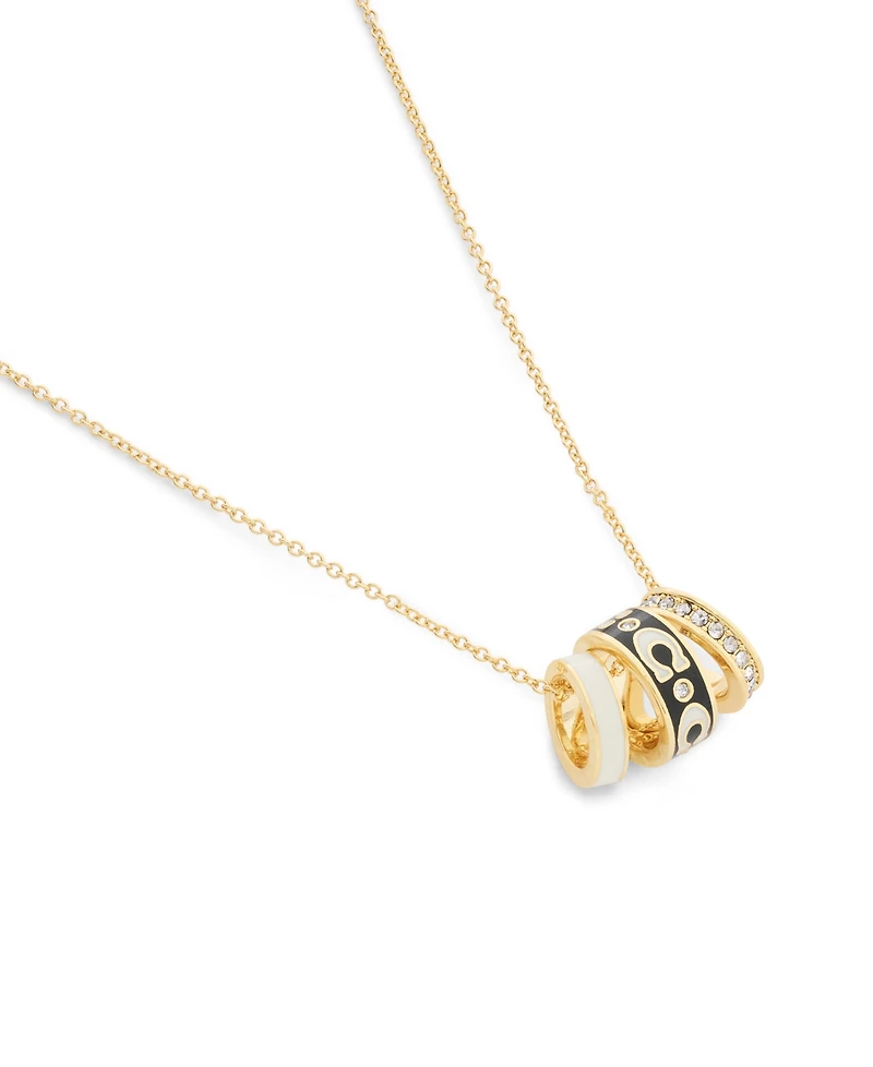Coach Faux-Stone Signature C Enamel Rondelle Necklace