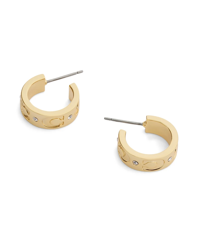 Coach Faux-Stone Signature C Stone Huggie Earrings