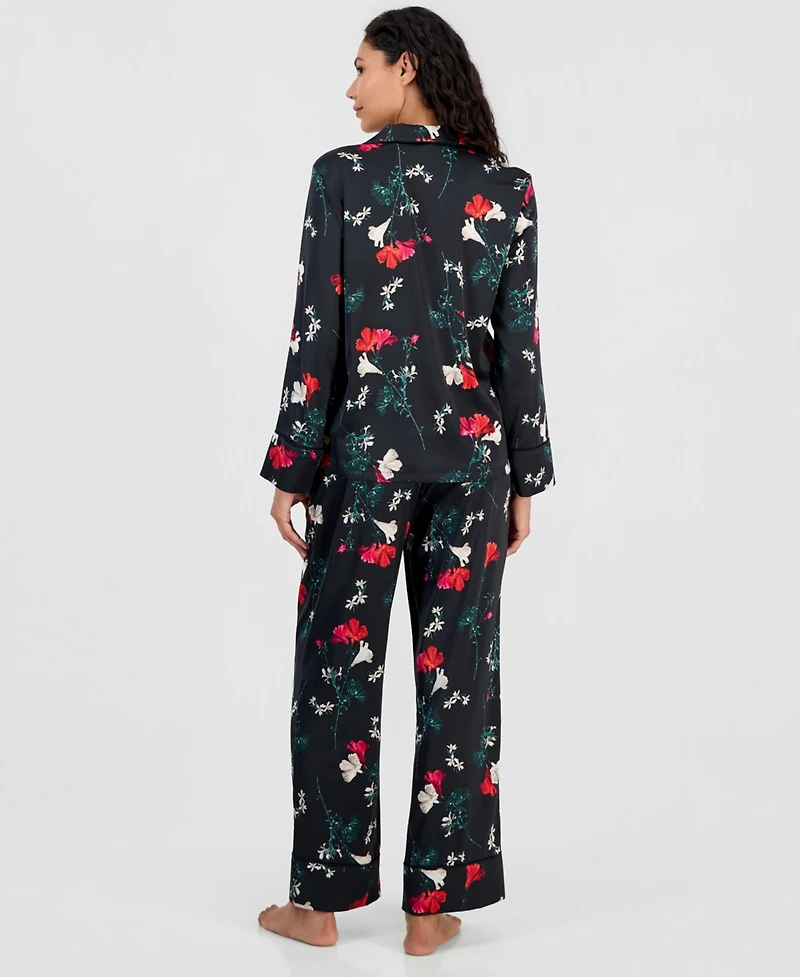 I.n.c. International Concepts Women's Printed Satin Long Pajama Set, Macy's Exclusive