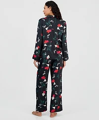 I.n.c. International Concepts Women's Printed Satin Long Pajama Set, Macy's Exclusive