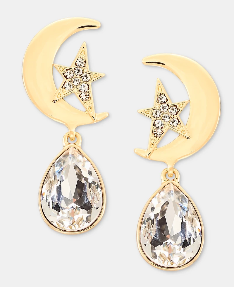 Karl Lagerfeld Paris Crystal Star & Moon Drop Earrings