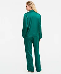 I.n.c. International Concepts Women's Diamonte Satin Long Pajama Set, Created for Macy's