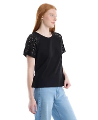 Wilt Women's Lace Raglan Sleeve Tee
