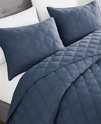 Brooklyn Loom Diamond Washed Cotton 3-Piece Quilt Set, King