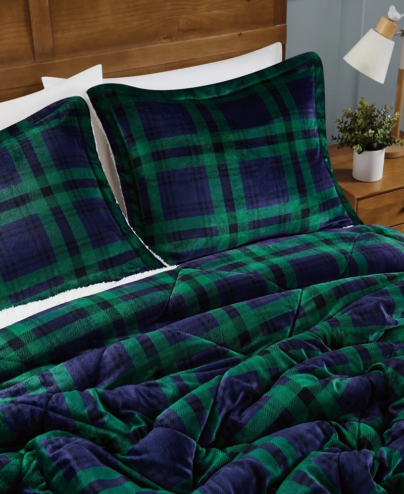 Truly Soft Cuddle Warmth Tartan Plaid 3-Piece Comforter Set