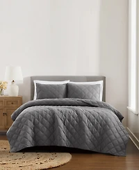 Brooklyn Loom Diamond Washed Cotton 2-Piece Quilt Set, Twin/Twin Xl