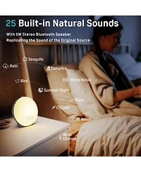 Jall All in One Sunrise Alarm Clock Noise Machine with 25 Soothing Sounds 17 Night Lights Bluetooth Speaker Dual Alarms Unlimited Snooze