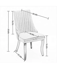 Clihome Rayon Cloth Flocking Linen Dining Chairs Channel Kitchen Dinner Chair Comfy Fabric Upholstered for Room