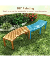 Slickblue Acacia Wood Outdoor Garden Bench Curved 2 Person Patio Seating