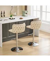 Clihome Swivel Barstools Adjusatble Seat Height With Chrome Base, Modern Pu Upholstered Bar Stools with the whole Back Tufted