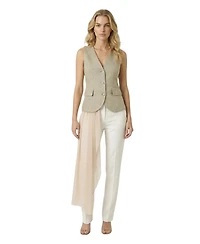Modenaire Women's Tailored Sleeveless V-Neck Button-Front Vest