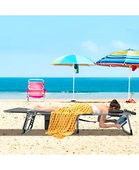 Gymax Outdoor Folding Chaise 5-Position Lounge Chair with Face Hole and Adjustable Footrest