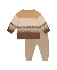 Deux par Baby Boys ( 3M to 24 M ) Knitted Sweater and Pants Set Cinnamon