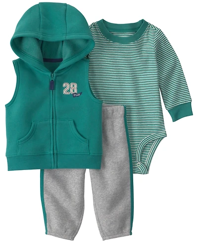 Carter's Baby Boys' and Girls' Sleeveless Hoodie, Bodysuit Pants, 3-Piece Set