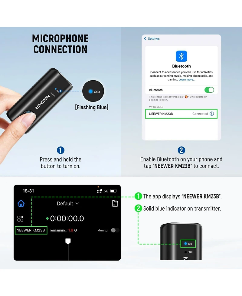 Neewer KM23B Microphone for select iPhone and Android mobile devices