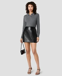 French Connection Women's Nola Fine Knit Collared Long-Sleeve Top