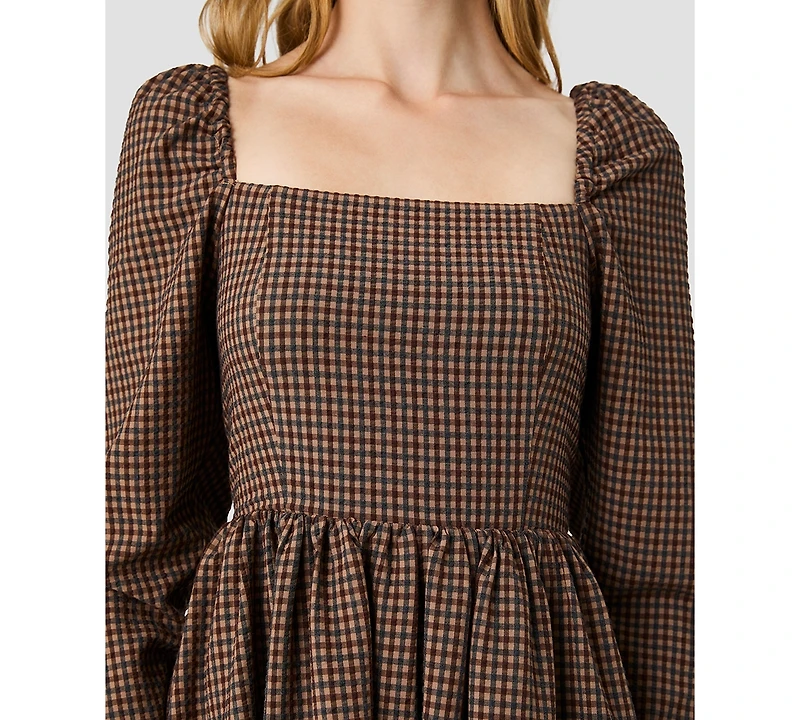 French Connection Women's Diana Square Neck Long-Sleeve Fit-and-Flare Mini Dress