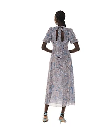 Whistles Women's High Neck Fit and Flare Midi Dress
