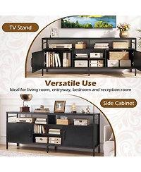 Slickblue 58 Inch Industrial Tv Stand with Cabinets and Adjustable Shelf for TVs up to 65 Inch-Rustic Brown