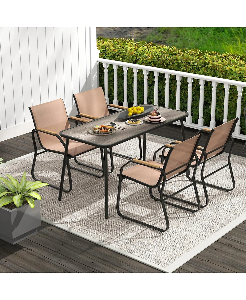 Slickblue 5-Piece Outdoor Dining Set, Rectangular Table with Fabric Chairs