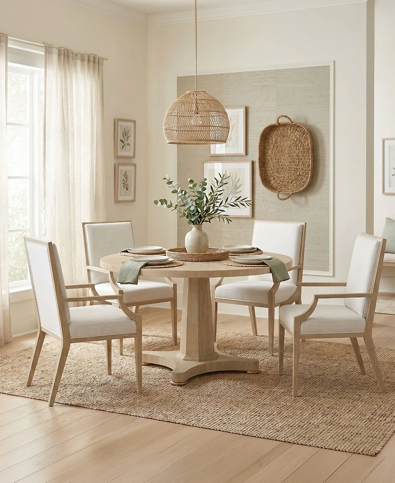 A.r.t. Furniture Eave Ii 5-Piece Round Dining Set (Table & 4 Upholstered Arm Chairs)