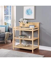 Flynama Modern Changing Table Wood Finish with Two Shelves and 4 Side Safety Rails for Nursery