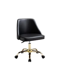HomeRoots Faux Leather Adjustable Height Swivel Rolling Office Chair