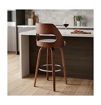 HomeRoots 26" Faux Leather Counter Height Swivel Bar Chair