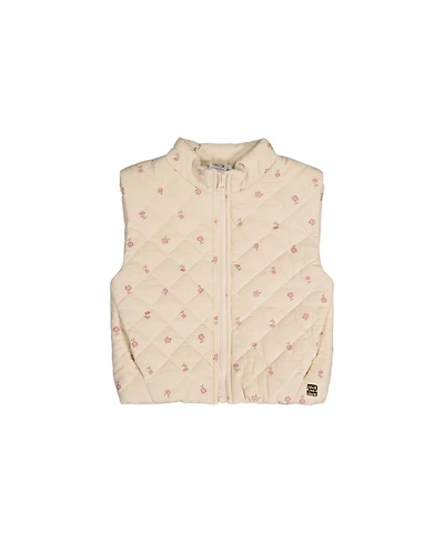 Deux par Little Girls (6-12)Corduroy Puffy Vest Floral Print