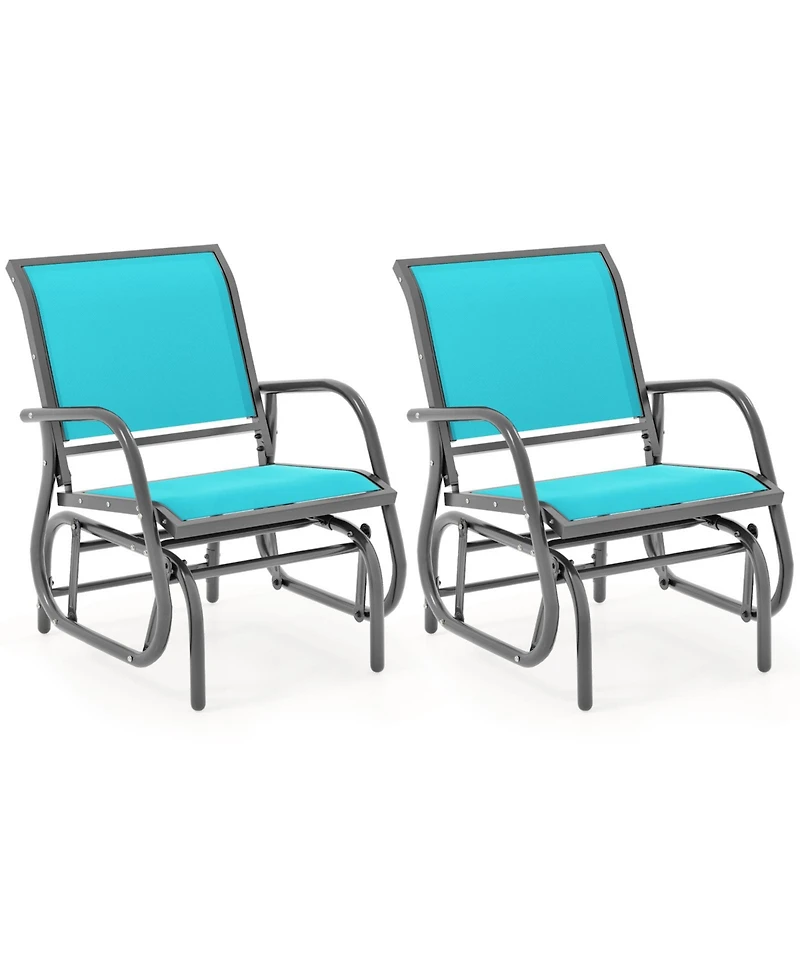 Gymax 2piece Outdoor Single Swing Glider Rocking Chair Armrest Garden Porch Backyard