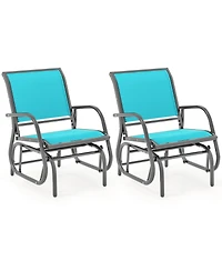 Gymax 2piece Outdoor Single Swing Glider Rocking Chair Armrest Garden Porch Backyard