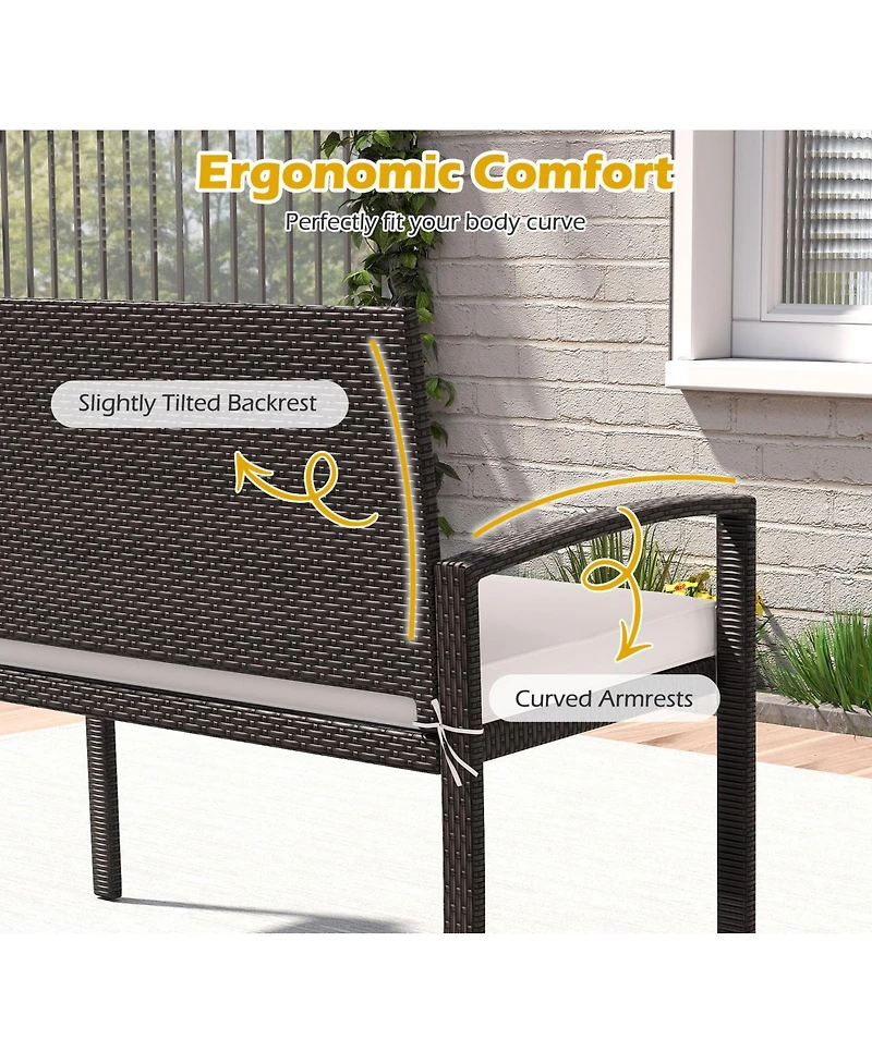 Gymax 2-Person Patio Loveseat with Removable Seat Cushion Metal Frame Backrest