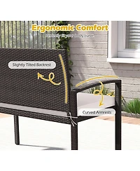 Gymax 2-Person Patio Loveseat with Removable Seat Cushion Metal Frame Backrest