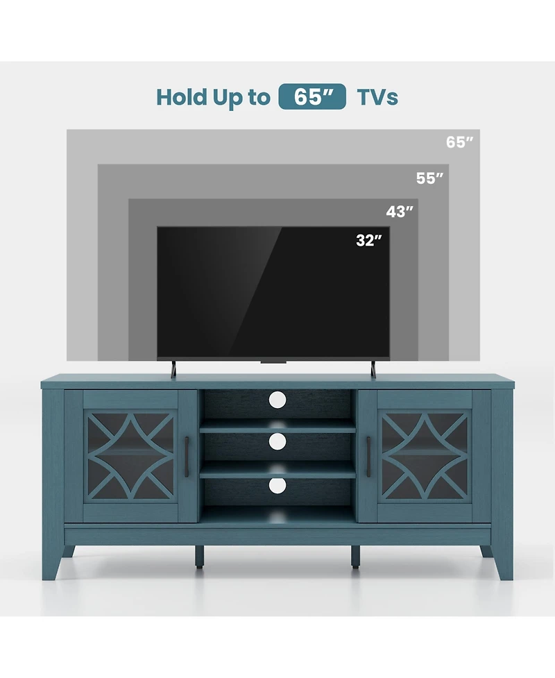 Slickblue Farmhouse Tv Stand for TVs up to 65 Inch with 4 Adjustable Shelves