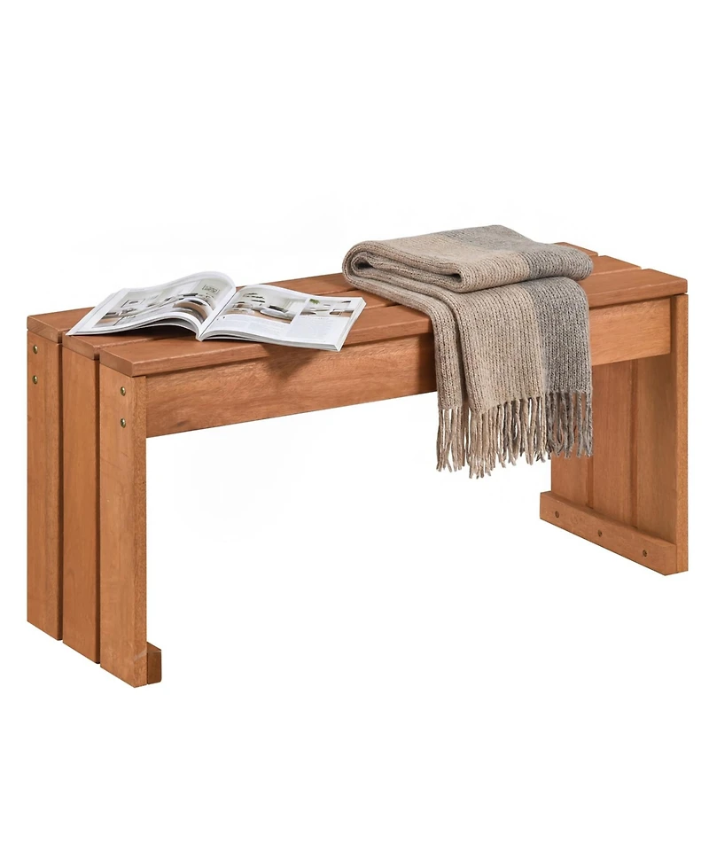 Slickblue Outdoor Garden Bench for 2 People with Wood Frame and Slatted Seat