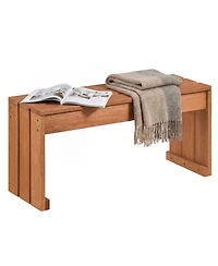 Slickblue Outdoor Garden Bench for 2 People with Wood Frame and Slatted Seat