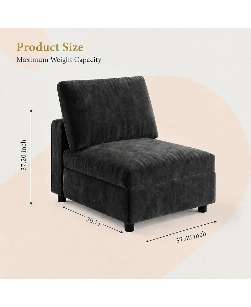 gaomon Large Ottoman for Modular Sofa, 29.5" Corduroy Pouf Ottoman with Spring Cushion, Rectangle Foot Rest for Couch