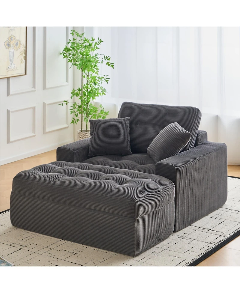 gaomon 63 inch Corduroy Chaise Lounge Chair No Assembly